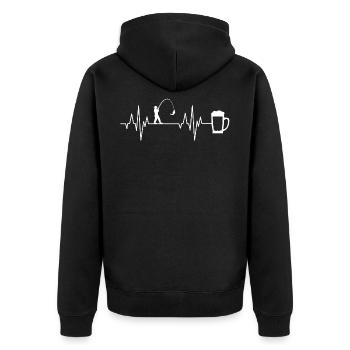 Fishing and beer heartbeat angler EKG fisherman - Unisex Premium Organic Zip Hoodie - black - Back - Nico (187cm)