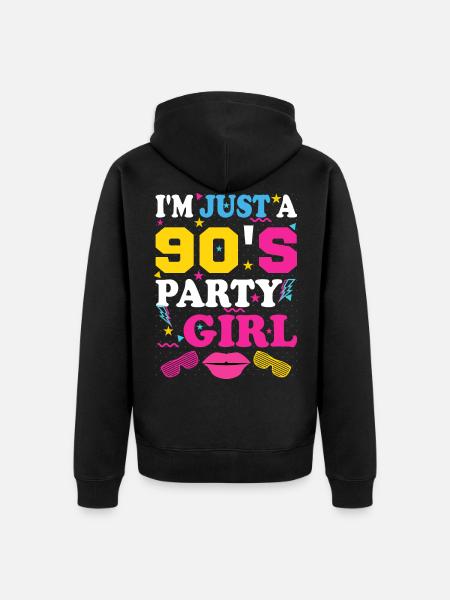 90's girl 90s girl 1990 Girl Music Dancing - Unisex Premium Organic Zip Hoodie - black