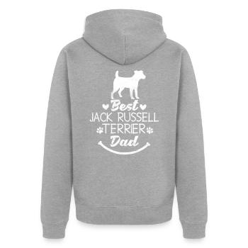 Jack Russel Terrier - Unisex Premium Bio Zip Hoodie - Grau meliert - Hinten - Nico (187cm)