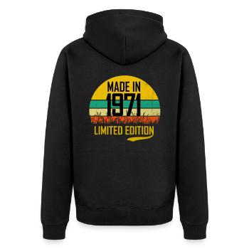 50th Birthday 1971 Gift Funfzig Gift Idea - Unisex Premium Organic Zip Hoodie - black - Back - Nico (187cm)