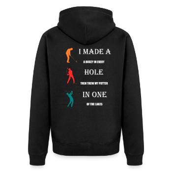 Golfing Golf Saying Golfer Men Gift - Unisex Premium Organic Zip Hoodie - black - Back - Nico (187cm)