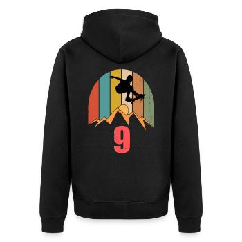 9. Geburtstag Skateboard Junge Longboarder - Unisex Premium Bio Zip Hoodie - Schwarz - Hinten - Nico (187cm)