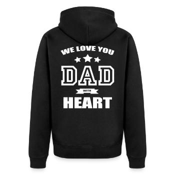 WE LOVE YOU DAD WITH LOVE - Unisex Premium Bio Zip Hoodie - Schwarz - Hinten - Nico (187cm)