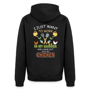 Jardin jardin jardinier poulet poulet paysan plantes - Veste à capuche bio Premium Unisexe - noir - Dos - Nico (187cm)