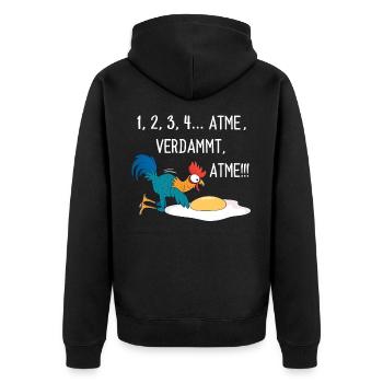 Huhn Hühner Hahn Lustige Sprüche Geschenk - Unisex Premium Bio Zip Hoodie - Schwarz - Hinten - Nico (187cm)