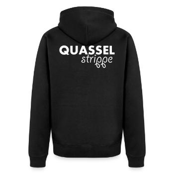 Lustige Worte - Quasselstrippe 2 - Unisex Premium Bio Zip Hoodie - Schwarz - Hinten - Nico (187cm)