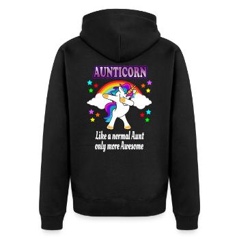 Aunticorn - Aunt Tante Einhorn Dabbing Unicorn - Unisex Premium Organic Zip Hoodie - black - Back - Nico (187cm)