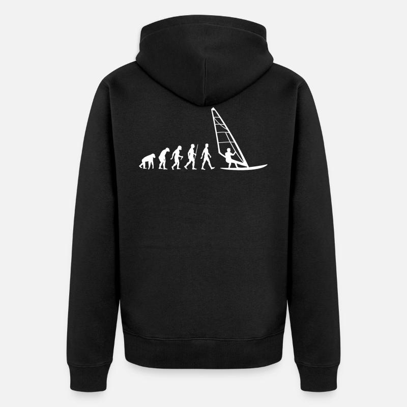Windsurfer Evolution Windsurfing - Unisex Premium Organic Zip Hoodie - black