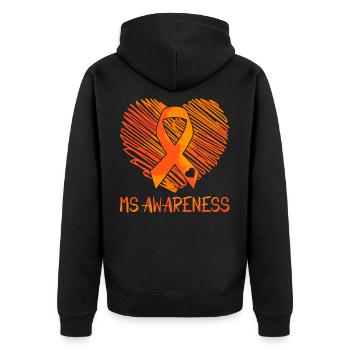 MS Awareness - Unisex Premium Bio Zip Hoodie - Schwarz - Hinten - Nico (187cm)