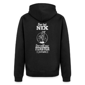 Fensterreiniger Fensterputzen Glasreinigung - Unisex Premium Bio Zip Hoodie - Schwarz - Hinten - Nico (187cm)