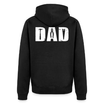 DAD - Outils - Père - Papa - Cadeau de la fête des Pères - Veste à capuche bio Premium Unisexe - noir - Dos - Nico (187cm)