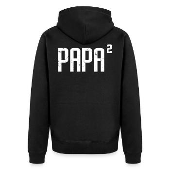 Papa von 2 Spaß Papa von zwei Vatertagsgeschenk - Unisex Premium Bio Zip Hoodie - Schwarz - Hinten - Nico (187cm)