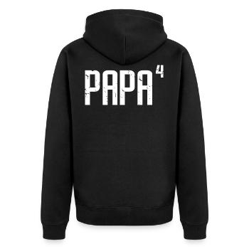 Papa von vier Spaß Geschenk für alle Vater mit 4 Kindern - Unisex Premium Bio Zip Hoodie - Schwarz - Hinten - Nico (187cm)