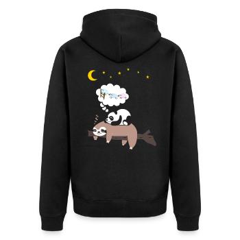 Cute Panda Sleeps on Sloth Pajamas - Unisex Premium Organic Zip Hoodie - black - Back - Nico (187cm)