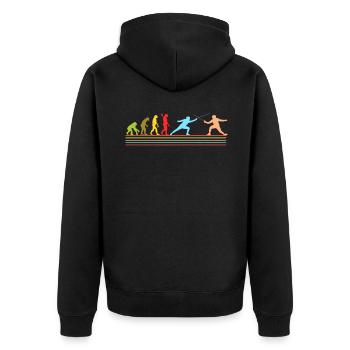 Fechten - Unisex Premium Bio Zip Hoodie - Schwarz - Hinten - Nico (187cm)