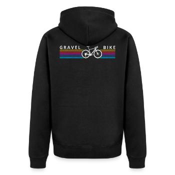 Gravel Bike Rainbow Stripe Cyclocross Bicycle - Unisex Premium Organic Zip Hoodie - black - Back - Nico (187cm)