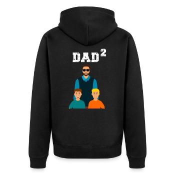 Vater 2 Söhne Vatertag Geschenk - Unisex Premium Bio Zip Hoodie - Schwarz - Hinten - Nico (187cm)