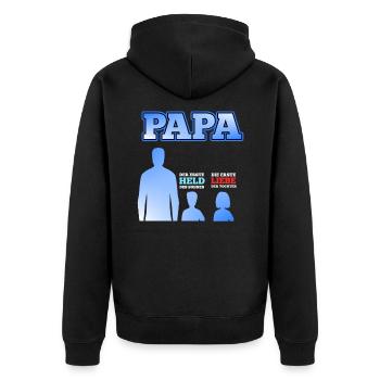 Vater 2 Kinder Sohn Tochter Vatertag Geschenk - Unisex Premium Bio Zip Hoodie - Schwarz - Hinten - Nico (187cm)