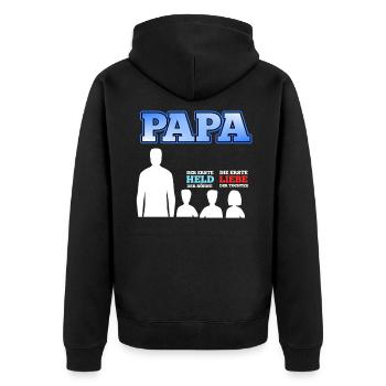 Vater 3 Kinder Sohn Tochter Vatertag Geschenk - Unisex Premium Bio Zip Hoodie - Schwarz - Hinten - Nico (187cm)