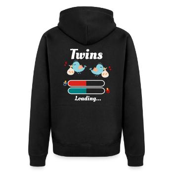 Zwillinge - Unisex Premium Bio Zip Hoodie - Schwarz - Hinten - Nico (187cm)