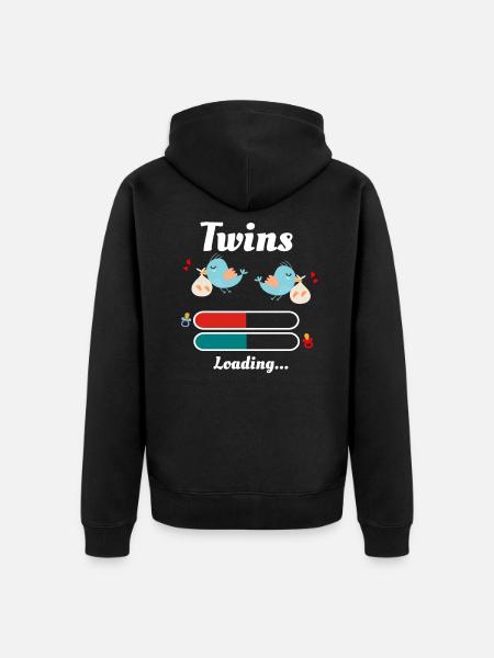 twins - Unisex Premium Organic Zip Hoodie - black