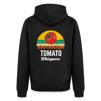 Tomaten - Unisex Premium Bio Zip Hoodie - Schwarz - Hinten - Nico (187cm)