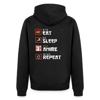 Eat Sleep Anime Repeat - Kawaii Otaku Japan Kanji - Veste à capuche bio Premium Unisexe - noir - Dos - Nico (187cm)