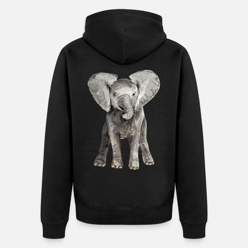 Éléphant bébé - Veste à capuche bio Premium Unisexe - noir