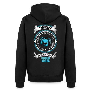 Sternzeichen Krebs Tierkreiszeichen Geburtstag - Unisex Premium Bio Zip Hoodie - Schwarz - Hinten - Nico (187cm)
