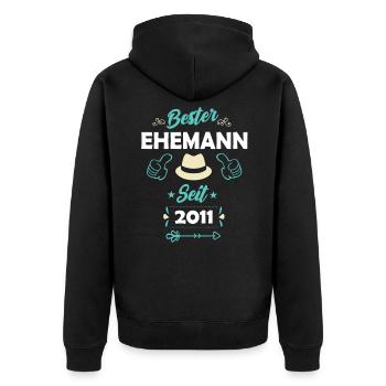 Bester Ehemann 2011 Ehepaare Rosenhochzeit - Unisex Premium Bio Zip Hoodie - Schwarz - Hinten - Nico (187cm)