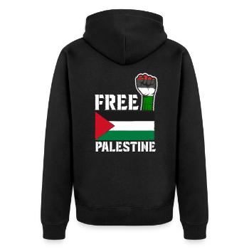 Free Palestine - Freedom for Palestine - Unisex Premium Organic Zip Hoodie - black - Back - Nico (187cm)