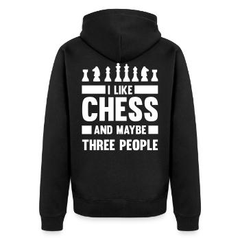 I like chess and maybe three people - Unisex Premium Organic Zip Hoodie - black - Back - Nico (187cm)