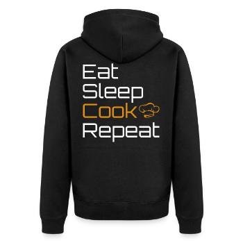 Eat Sleep Cook And Repeat Cook Cook - Unisex Premium Organic Zip Hoodie - black - Back - Nico (187cm)