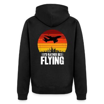 Flugzeug - Unisex Premium Bio Zip Hoodie - Schwarz - Hinten - Nico (187cm)