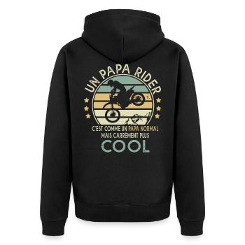 papa rider c'est cool cadeau sport papa motocross - Veste à capuche bio Premium Unisexe - noir - Dos - Nico (187cm)