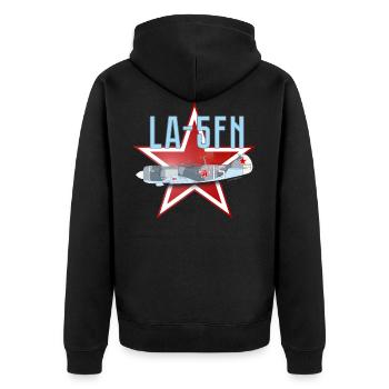 LA-5FN w/o data - AS2106 - Unisex Premium Organic Zip Hoodie - black - Back - Nico (187cm)