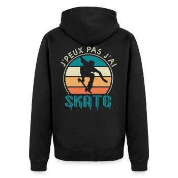 I can't I skate gift humor skateboard - Unisex Premium Organic Zip Hoodie - black - Back - Nico (187cm)
