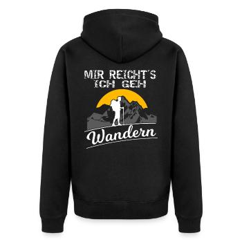 Wanderer, Mir reicht´s ich geh Wandern, Berggipfel - Unisex Premium Bio Zip Hoodie - Schwarz - Hinten - Nico (187cm)