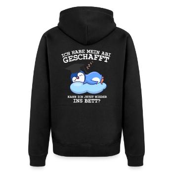 Abitur Geschafft Pinguin Abitur Abschluss 2021 - Unisex Premium Bio Zip Hoodie - Schwarz - Hinten - Nico (187cm)
