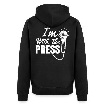 Ich Bin Bei Der Presse Medien Reporter Journalist - Unisex Premium Bio Zip Hoodie - Schwarz - Hinten - Nico (187cm)