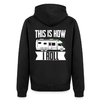 Motorhome RV Camping Camper This - Unisex Premium Organic Zip Hoodie - black - Back - Nico (187cm)