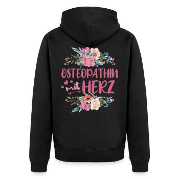 Ostheopathin mit Herz - Unisex Premium Bio Zip Hoodie - Schwarz - Hinten - Nico (187cm)