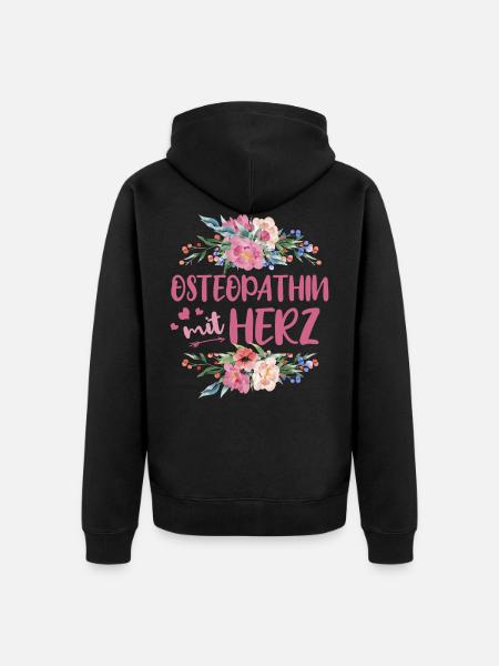 Ostheopathin mit Herz - Unisex Premium Bio Zip Hoodie - Schwarz