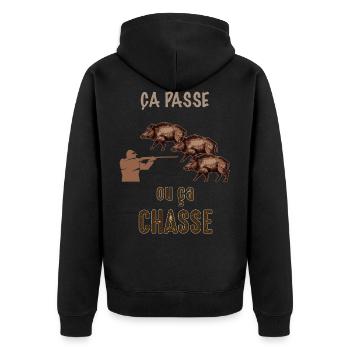 Chasse idée cadeau, chasse humour chasseur - Veste à capuche bio Premium Unisexe - noir - Dos - Nico (187cm)