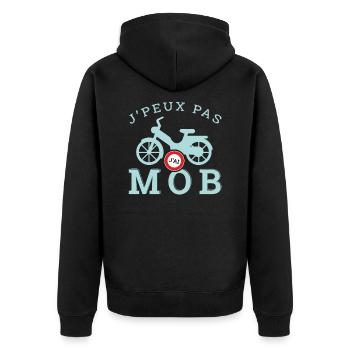 j'peux pas j'ai MOB cadeau humour personnalisé - Veste à capuche bio Premium Unisexe - noir - Dos - Nico (187cm)