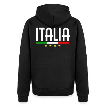 Fußball Flagge Fahne Italien Italia - Unisex Premium Bio Zip Hoodie - Schwarz - Hinten - Nico (187cm)