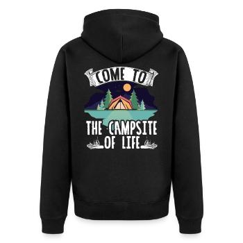 Tent Camper Outdoor Adventure Come - Unisex Premium Bio Zip Hoodie - Schwarz - Hinten - Nico (187cm)