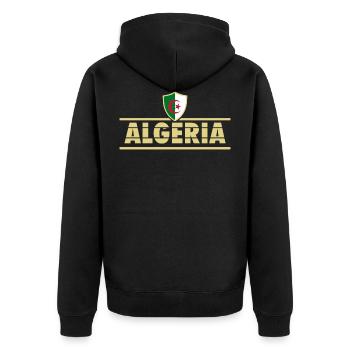Algerien Algeria Flagge Fahne Wappen - Unisex Premium Bio Zip Hoodie - Schwarz - Hinten - Nico (187cm)