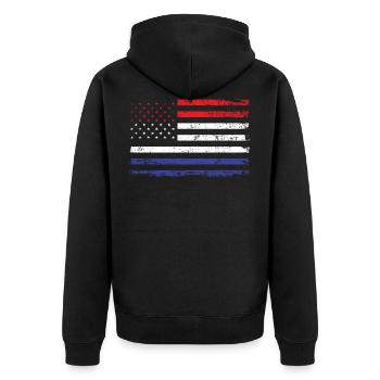 Pays-Bas États-Unis Amérique Drapeau Drapeau Racines Sport - Veste à capuche bio Premium Unisexe - noir - Dos - Nico (187cm)