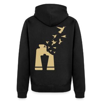 Observateur d’oiseaux Jumelles Vintage Birdwatcher - Veste à capuche bio Premium Unisexe - noir - Dos - Nico (187cm)